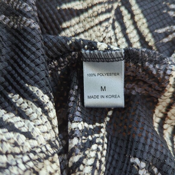 Damee sleeveless button front tropical leaf black gray asymmetrical Tunic M - Picture 9 of 15